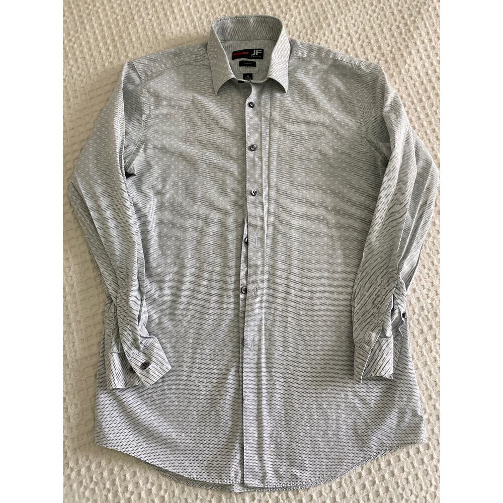 J Ferrar Button Up Gray Long Sleeve Stretch Slim Shirt Sz M - Picture 3 of 8
